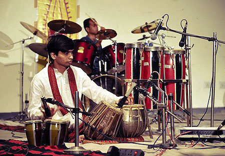 Vishal playing the tabla at Aarohan, a cultural programme at IIM Lucknow