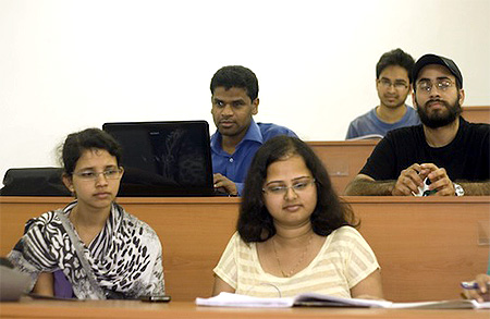 Suresh Reddy (second row-left) in class at IIM Calcutta