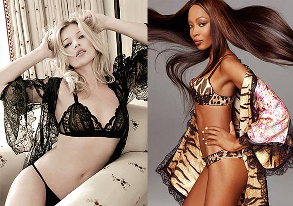 Kate Moss and (right) Naomi Campbell