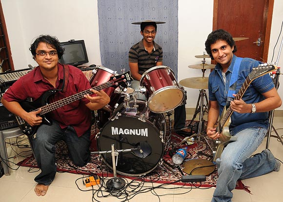 (L-R) Wild Things Federation band members Govind Jaya Shouri, Venkat Ramna Sai and Abhimanyu Ananth
