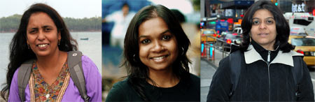 From left: Mridula Dwivedi, Neelima Vallangi and Lakshmi Sharath