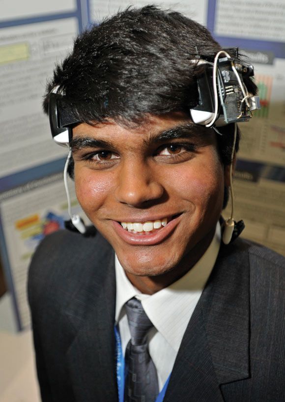 Neel Patel presented a device that uses sounds instead of pictures to convey information