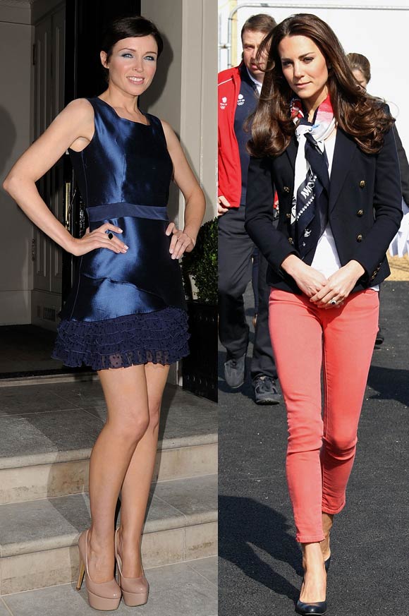 Dannii Minogue and (right) Catherine, Duchess of Cambridge