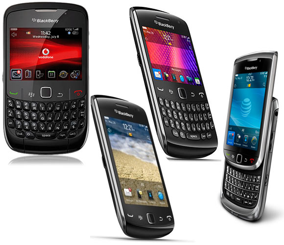 A collage of BlackBerry phones whose prices have been slashed