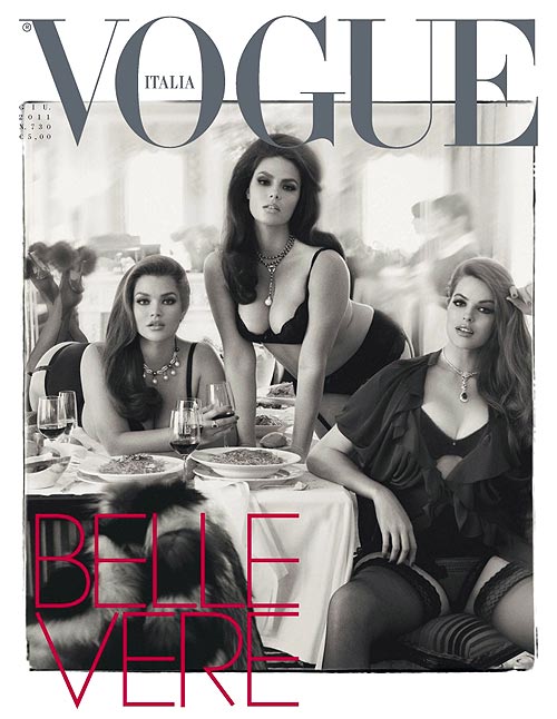 Plus-size models Tara Lynn, Candice Huffine and Robyn Lawley on the cover of Vogue's Italian edition last year