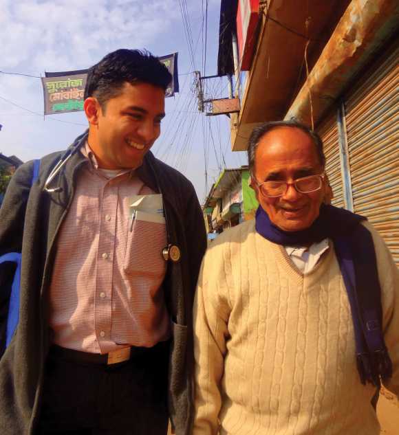 Victor Roy with his maternal grandfather Dr Sahadeb Samantha in Kolkata