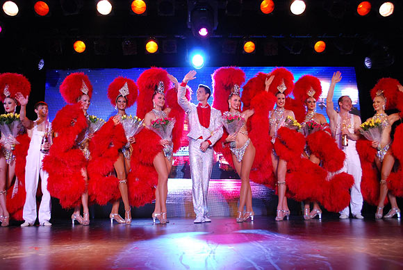 Moulin Rouge dancers at the Sofitel Mumbai BKC hotel in Mumbai on October 31, 2012