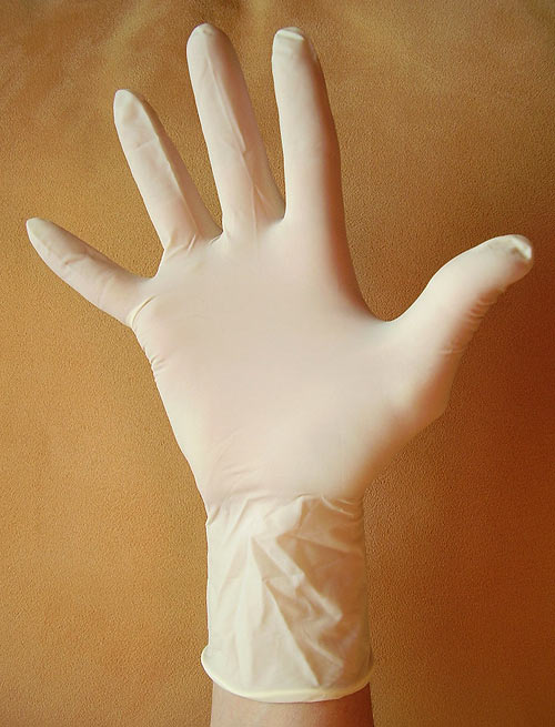 The thin, stretchy latex rubber in gloves is high in an allergic protein