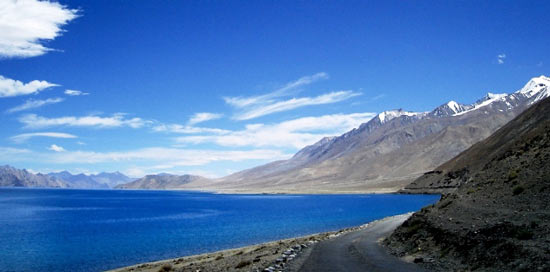 Saltwater lake Pangong Tso in Ladakh