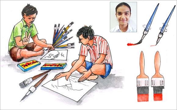 An artist's impression of the painting brush by Ektapreet Kaur (inset)