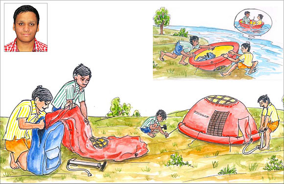 An artist's impression of Rishab Gupta's (inset) innovation