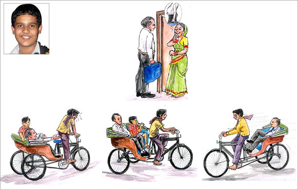 An artist's impression of the cycle rickshaw proposed by Arnab Chakraborty