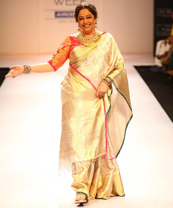 Kirron Kher was the showstopper for Gaurang at the recently concluded Lakme Fashion Week in Mumbai.