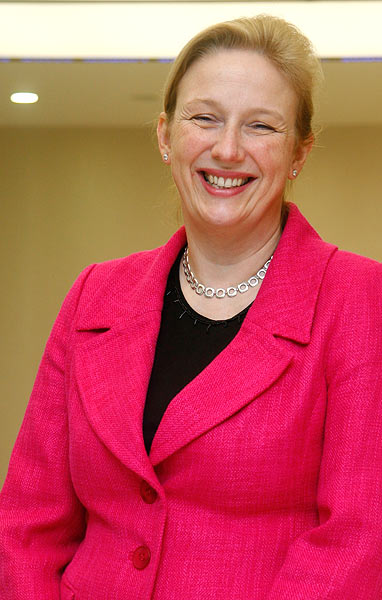 Virgin Money Chief Executive Officer Jayne-Anne Gadhia poses for a photograph at the London Stock Exchange November 26, 2007.
