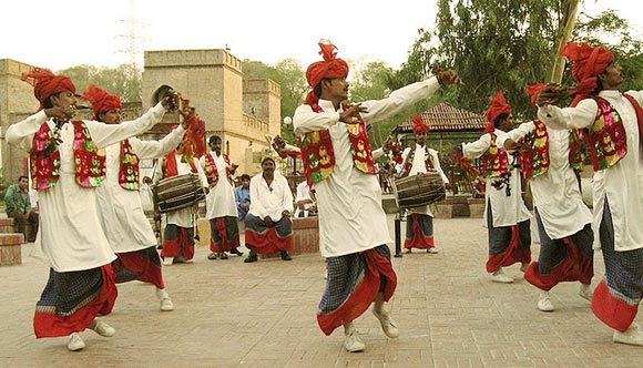 People perform the bhangra and usher in the New Year