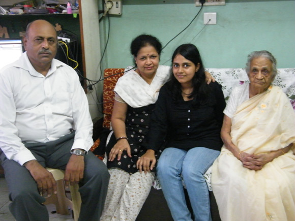 Ashwini with her parents and grandmother