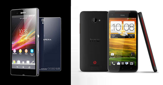 A collage of Sony Xperia Z and HTC Butterfly