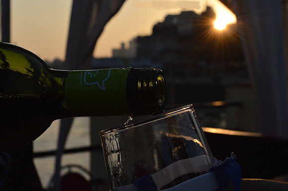 Wine at sunset