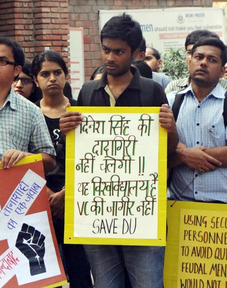 Students protest against the implementation of the FYUP