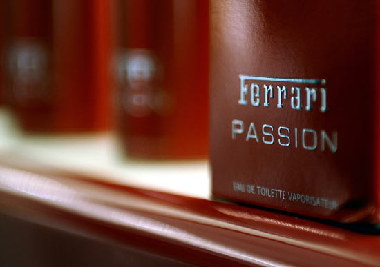 Ferrari perfume is seen at the Ferrari store in central London May 6, 2009. Currently a chain of twenty outlets worldwide, the first Ferrari Store in Britain opened to the public in London's Regent Street on Wednesday, selling the whole range of the Italian sports car manufacturer's merchandise.