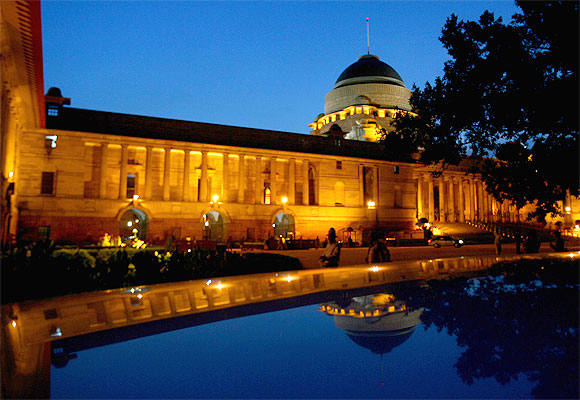 A view of India's presidential palace Rashtrapati Bhawan is seen during the evening in New Delhi.