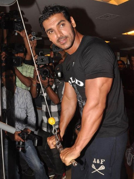 John Abraham promoting the movie Force in Gold Gym Bandra