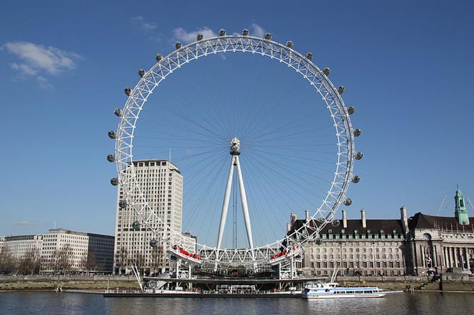 The London Eye from across the River Thames.