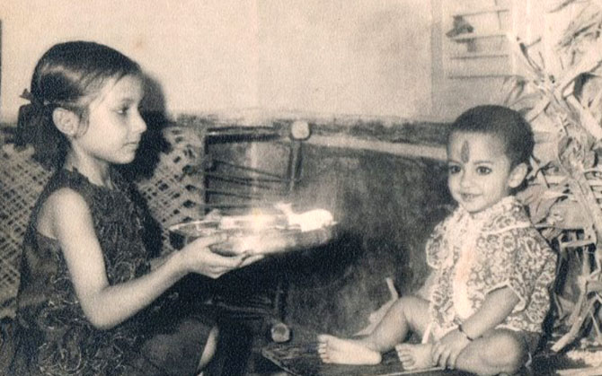 Prabhat Mishra with his sister Sandhya