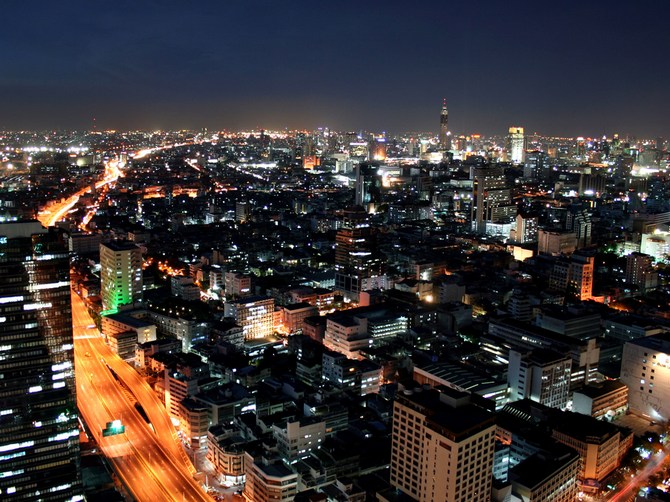 Bangkok at night, view from State Tower