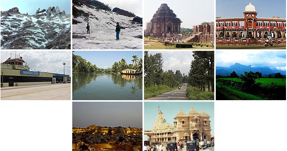 A collage of the places that take you through the most romantic drives in India