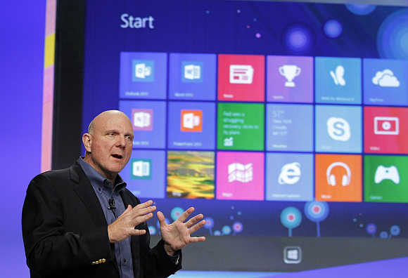 Microsoft CEO Steve Ballmer launches Windows 8 operating system in New York
