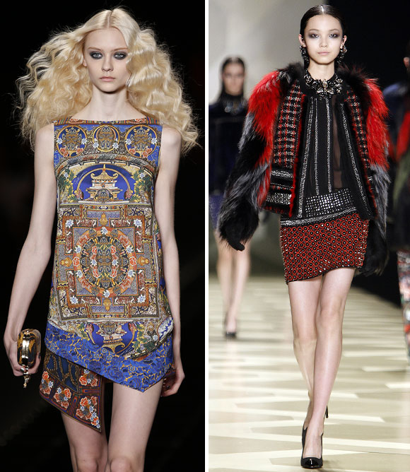 Creations from the Just Cavalli (left) and the Roberto Cavalli collections.