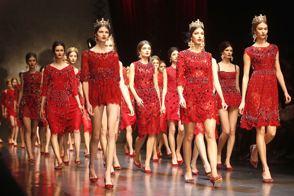 Lace played a dominant role in the Dolce &Gabbana collection.