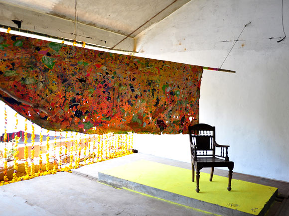 Clifford Charles had to recreate his installation after it was vandalised at the Kochi Biennale.