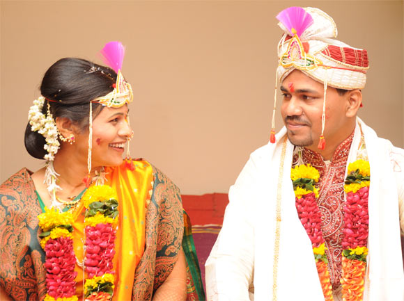 Prashant Rane and his bride Prajakta