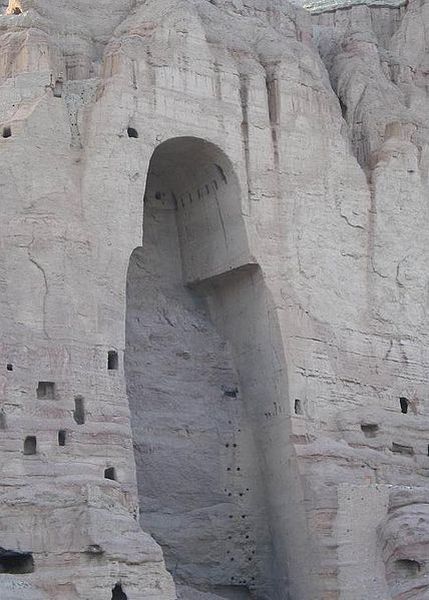 The remains of the site where one of the Bamiyan Buddhas stood.