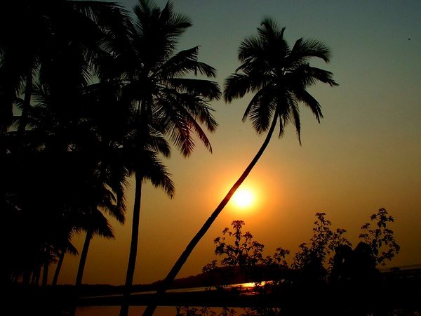 Sunset along the banks of Chapora river, Goa