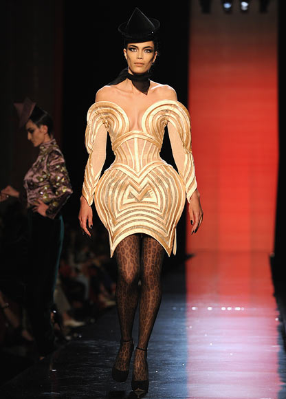 A model walks the runway during the Jean Paul Gaultier show as part of Paris Fashion Week Haute-Couture Fall/Winter 2013-2014 at 325 Rue Saint Martin on July 3, 2013 in Paris, France