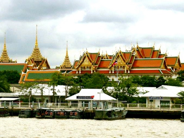 Grand Palace, Bangkok, Thailand as seen from the River Chao Phraya 