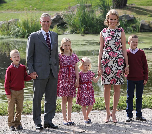 (L-R) Prince Emmanuel, Prince Philippe, Princess Elisabeth, Princess Eleonore, Princess Mathilde and Prince Gabriel of Belgium attend the Belgian Royal Family official photocall at Laeken Castle on September 2, 2012 in Brussels, Belgium