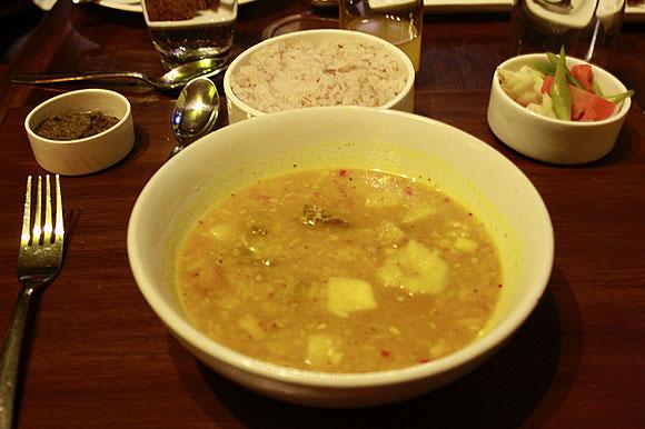 Pork Stew with flavoured rice and steamed vegetables