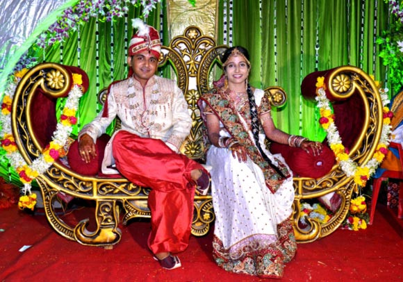 Mohan Shroff with his bride Namita Gujarathi