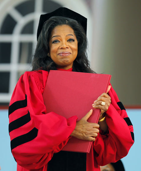 Oprah Winfrey received an honorary Doctor of Laws degree from Harvard University on May 30, 2013