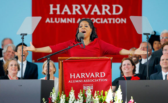 Oprah Winfrey delivering the commencement address at Harvard University on May 30, 2013