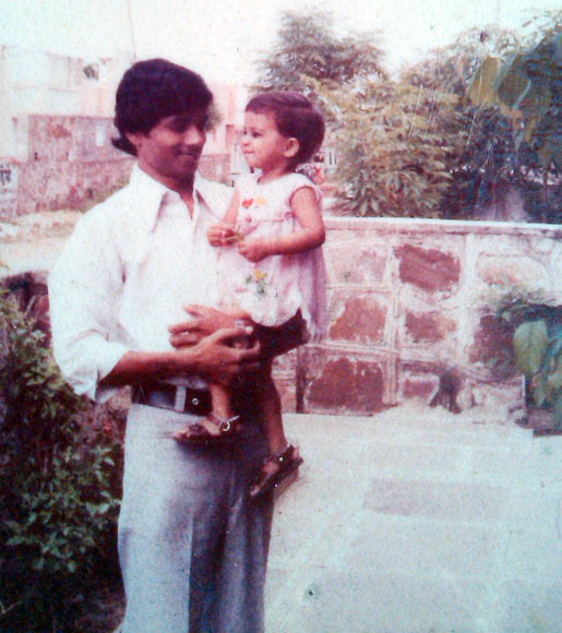 Pranita as a child with her father