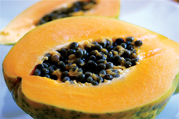 Papaya, when mixed with cornmeal, loosens dead skin cells