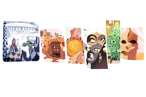 Google doodles for Antoni Gaudi's 161st birthday
