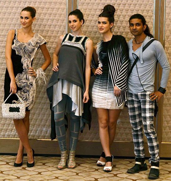 Vogue Fashion Fund 2013 semi-finalist Ritesh Kumar with creations from his latest collection