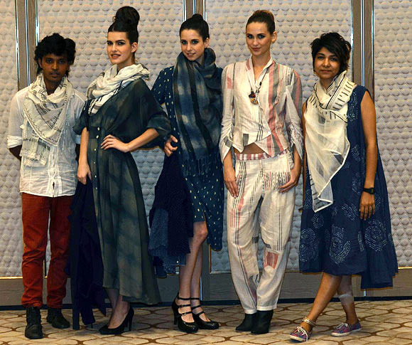 Vogue Fashion Fund 2013 semi-finalists Shani Himanshu and Smita Singh Rathore with creations from their latest collection
