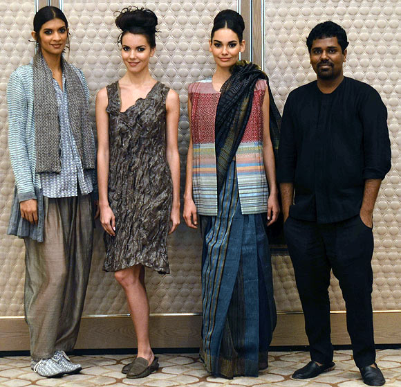 Vogue Fashion Fund 2013 semi-finalist Gaurav Jai Gupta with creations from his latest collection